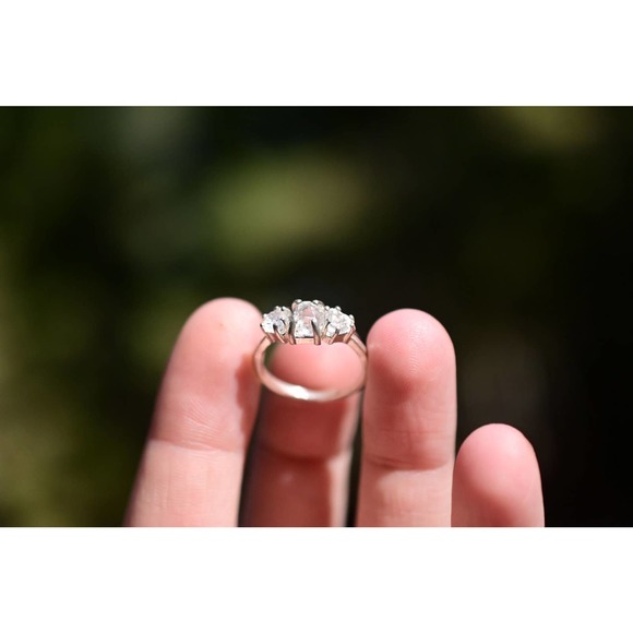 Alternative engagement ring unique rings for women raw stone sterling si… - Picture 6 of 8